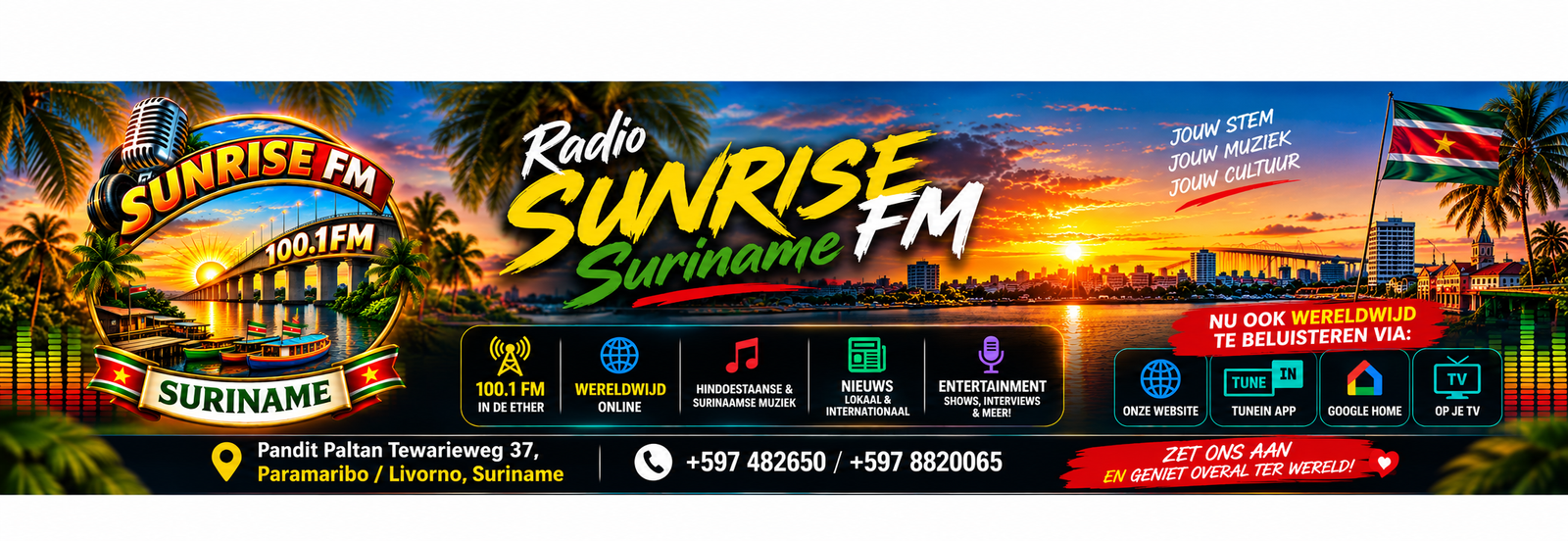 Sunrisefm Suriname 100.1 FM - Dé stem van Suriname